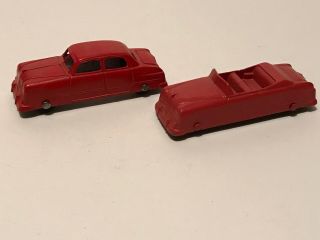 2 Vintage Tootsietoy Red 1949 Ford Convertible Sedan Toy Car Made In Usa Chicago