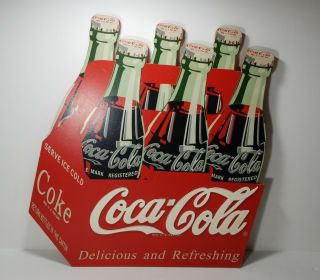 Coca Cola Wall Hanging Wooden 6 Pack Coke Bottle Sign Advertisement Plaque 15x17
