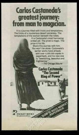1980 Carlos Castaneda The Second Ring Of Power Book Release Vintage Print Ad