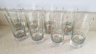 1987 Arby’s Christmas Glasses Set Of 8 2