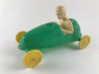 Vintage Pyro Plastics Supersonic Soap Box Derby Car Green Toy,  Number 77,  50s