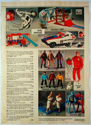 1975 Vintage Paper Print Ad Evel Knievel Star Trek Heroes Gi Joe Figures
