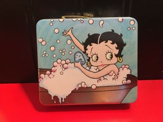 Betty Boop " Bathing Betty " Metal Lunch Box With Handle 2001 Kfs Near Look