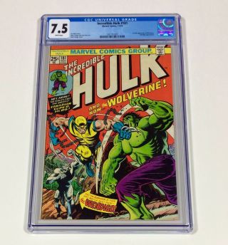 Incredible HULK 181 CGC 7.  5 KEY WHITE (1st Wolverine full app. ) Nov.  1974 Marvel 3