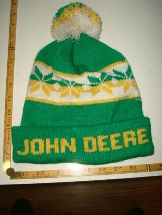 Vintage Rare John Deere Knit Hat Cap Beanie Old Logo 1970 