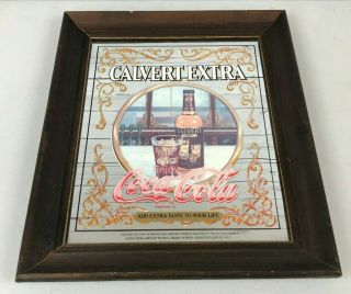 Calvert Extra American Whiskey & Coca Cola Bar Mirror Sign 18 " X15 " Vintage Rare