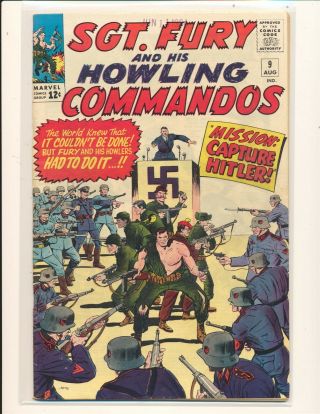 Sgt.  Fury & His Howling Commandos 9 - Hitler Cover Vg/fine Cond.