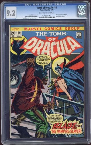 Tomb Of Dracula 10 Cgc 9.  2 Nm - 1st Appearance Of Blade (1973) Blade