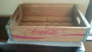 Vintage Coke Wooden Crate 24 Bottle Carrier Coca Cola Plain Wood And Red