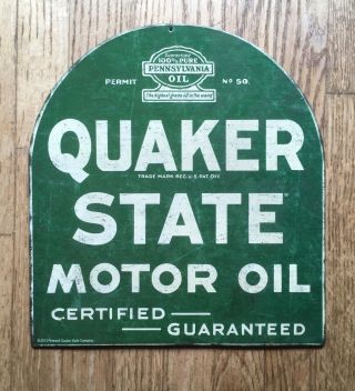 Quaker State Motor Oil Tombstone Tin Steel Metal Sign Gasoline Retro Vintage 2