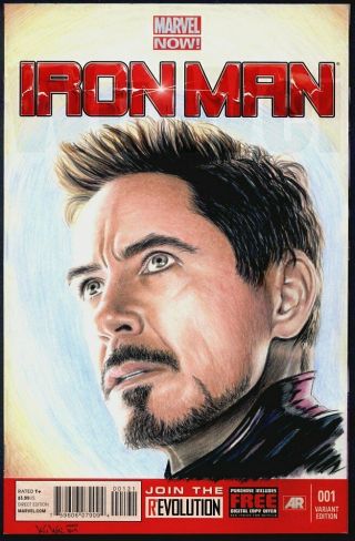 Iron Man Robert Downey Jr Avengers Marvel Sketch Cover Comic Art Wu Wei