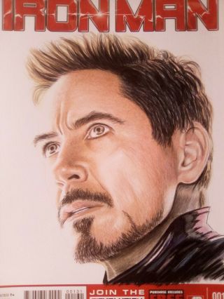 Iron Man Robert Downey Jr Avengers Marvel sketch cover comic art Wu Wei 2