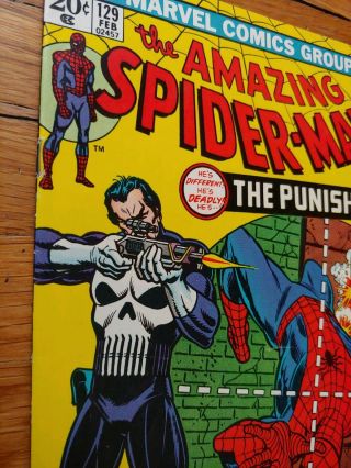 Spiderman 129 1974 Bright Colors.  book.  1st Punisher.  Marvel Key 11