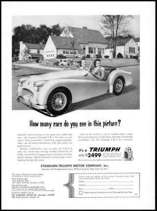 1955 Triumph Tr2 Car 2 Women Neighborhood Street Vintage Photo Print Ad Ads11