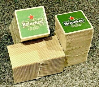 Heineken 4 " Square Beer Coasters 100 Pack Double Sided Thick Cardboard—man Cave