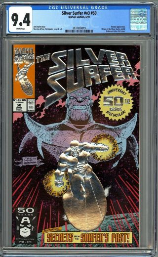 Silver Surfer 50 Cgc 9.  4 - Wp Nm - Thanos Cover