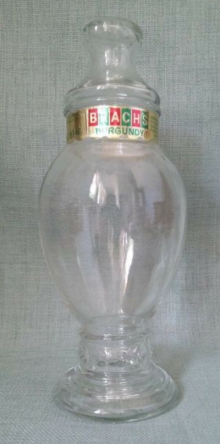 Vintage 10 " Clear Glass Apothecary Jar With Lid Brach 