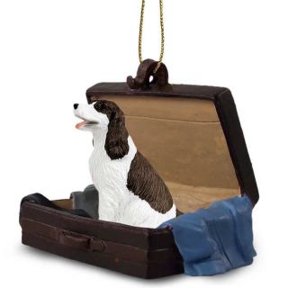 Springer Spaniel Liver Traveling Companion Dog Figurine In Suit Case Ornament