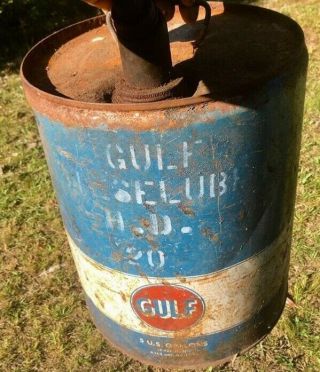 Vintage Gulf Oil Can 5 Gallons 16qts Container