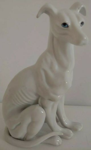 Vintage White Whippet Greyhound Dog Figurine Porcelain
