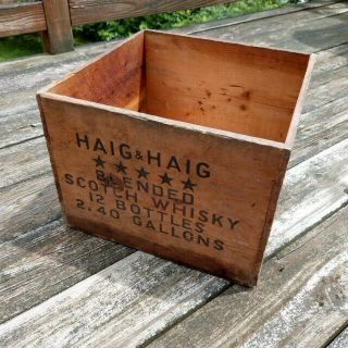 Vtg Haig & Haig Scots Scotch Whisky Wooden Crate Box - Holds 12 Bottles