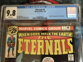 ETERNALS 1 CGC 9.  8 Marvel Comics ORIGIN & 1st Appearance Jack Kirby Movie WP 3