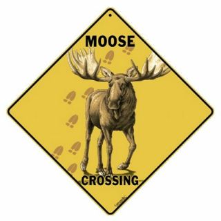 Moose Metal Crossing Sign 16 1/2 " X 16 1/2 " Diamond Shape Made In Usa 281
