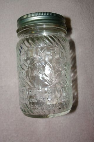 Vintage Franks Jumbo Peanut Butter Jar Ori Lid Embossed Jumbo 1 Pound