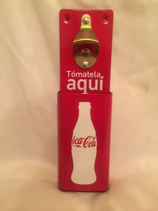 Metal Red Coke Coca Cola Bottle Opener With Cap Catcher Wall Mount