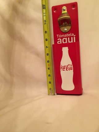 Metal Red Coke Coca Cola Bottle Opener With Cap Catcher Wall Mount 8