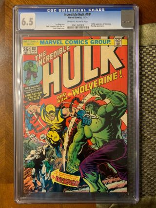 The Incredible Hulk 181 Cgc 6.  5 1st Wolverine (nov 1974,  Marvel)