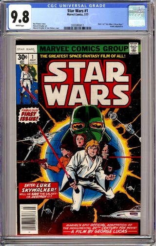 Star Wars 1 Cgc 9.  8 White Pages Marvel 1st Print 1977