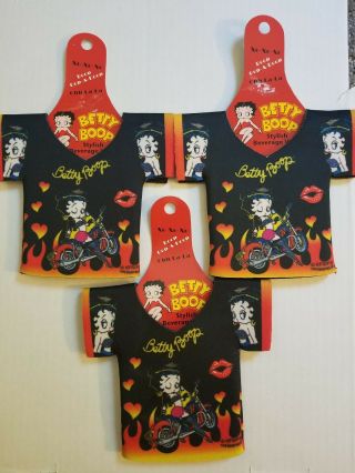 3 Betty Boop Drink Koozies Can Coolers Bottle Holders Boop Oop - A - Doop Gift Nwt
