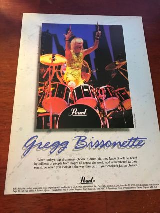 1988 Vintage 8x11 Print Ad For Pearl Drums Gregg Bissonette Of David Lee Roth