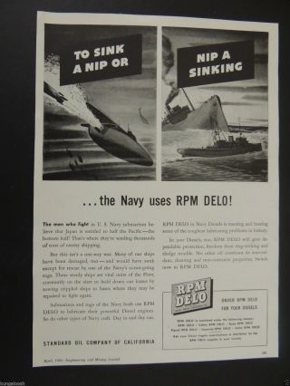 1943 The Navy Uses Rpm Delo Vintage Art Ad