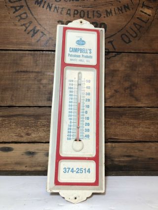 Vintage Standard Oil Advertising Thermometer Tin Gas Metal White Hall Ill