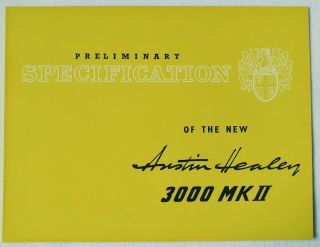 C.  1962 Austin Healey 3000 Mark Ii Preliminary Specification Sales Brochure Bj7