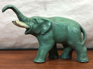 Vintage 1930’s Wild Circus Animal Die - Cast Metal Green Elephant Toy Figurine
