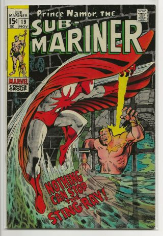 Sub - Mariner 19 Vg/fn 1969 Marvel Comics 1st Appearance Of Sting Ray
