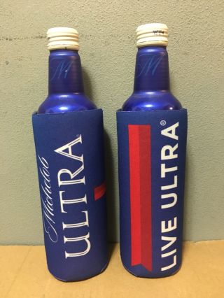 Michelob Ultra Aluminum Bottle Cooler Coozie Koozie Bud Set Of 2