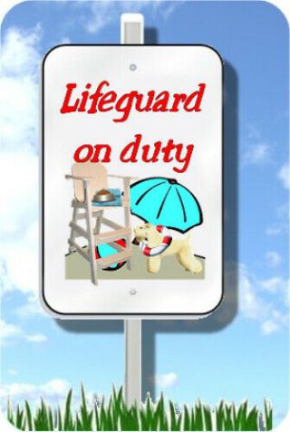 Wheaten Terrier Lifeguard On Duty Sign Novelty 8 " X12 " Metal Pool Yard Dog