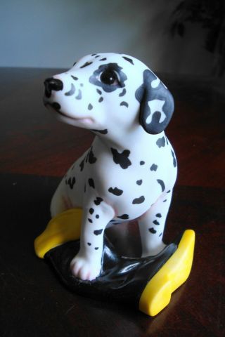 1987 The Franklin " Dalmatian Dog / Puppy Playing W/ Boot " Figurine,