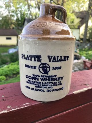 Vintage Mccormick Platte Valley Straight Corn Whiskey Stoneware Pottery Jug
