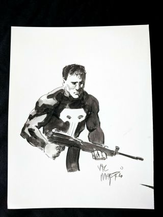 Val Mayerik The Punisher War Zone Hand Drawn Painted Art 8.  5 " X11 " Marvel Comics