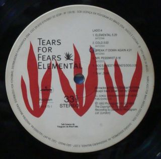 TEARS FOR FEARS 1993 “Elemental” SCARCE VINYL,  INSERT Ex LP BRAZIL Press Edition 6
