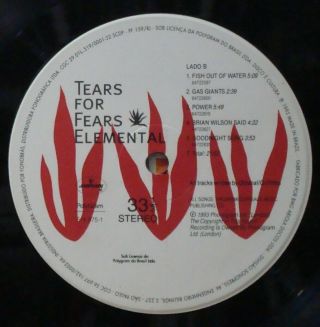 TEARS FOR FEARS 1993 “Elemental” SCARCE VINYL,  INSERT Ex LP BRAZIL Press Edition 7