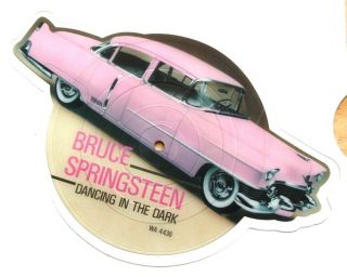 Nm Bruce Springsteen Dancing In The Dark Pink Cadillac Shaped Vinyl Picture Disc