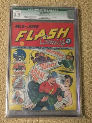 Flash Comics 6 Cgc 3.  5 (2nd Flash Cover June 1940 Pre - Dates All - Flash 1)