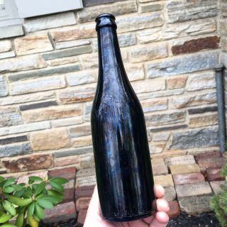 Scarce Opaque Black Glass Soda Bottle Mission Dry Sparkling Los Angeles Ca 1920s