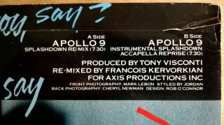 ADAM ANT Apollo 9 SPLASHDOWN REMIX 1984 CBS VINYL 3 TRACK 12 